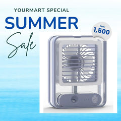 Portable USB Air Cooler Fan – 3-Speed, Mist Spray, Rechargeable | Random Color