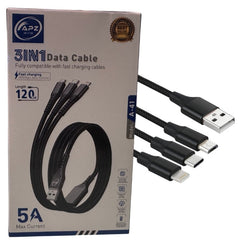 3-in-1 Fast Charging Cable | 100W | 480Mbps | 120cm | Type-C, Micro, Lightning