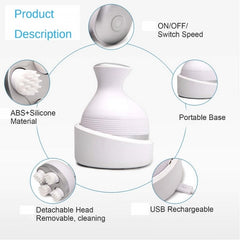 Scalp Massager — Electric Meridian Massage with 4 Moveable Clusters