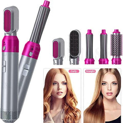5-in-1 Electric Hair Dryer Brush Kit I Blow Dryer, Straightener, Curler & Volumizer (Random Color)