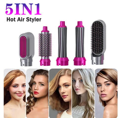 5-in-1 Electric Hair Dryer Brush Kit I Blow Dryer, Straightener, Curler & Volumizer (Random Color)