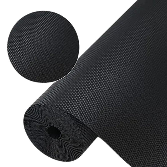 Anti-Slip Fridge & Shelf Mat | Waterproof & Washable Sheet for Kitchen, Drawer, Cabinet Use | Black Color