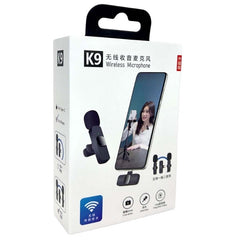 K9 Dual Wireless Lavalier Microphone | Plug & Play USB Type-C & iOS Mic with Auto Sync & Noise Reduction