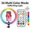 RGB LED Soft Ring Light MJ26 | 26cm (10.2”) | Dimmable with Tripod & Phone Holder, 360° Color Modes