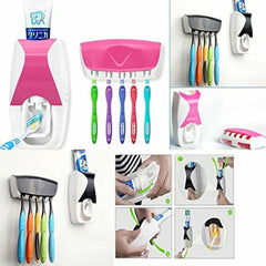 Automatic Toothpaste Dispenser Set with Wall-Mounted Toothbrush Holder | Random Colors