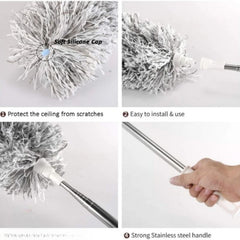 Extendable Microfiber Duster with Long Telescopic Handle | Long Reach, Bendable Head, Washable Fan & Ceiling Cleaner
