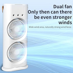 Mini Double Head Mist Fan with LED Light & Humidifier | Portable Air Cooler for Home, Office & Travel
