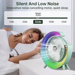 Colorful Desktop Fan | USB Rechargeable, Silent, 3-Speed with LED Ambient Light
