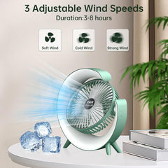 Colorful Desktop Fan | USB Rechargeable, Silent, 3-Speed with LED Ambient Light