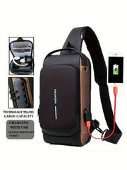 Blue & Brown | Multifunction Anti-Theft USB Charging Crossbody Shoulder Bag | Stylish, Secure, and Ready for Adventures