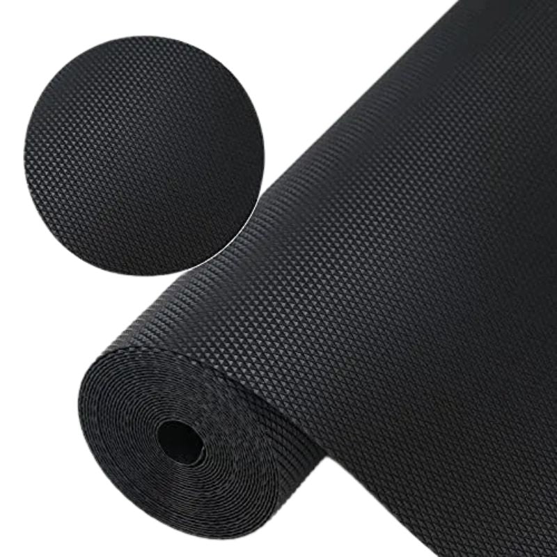 Anti-Slip Fridge & Shelf Mat | Waterproof & Washable Sheet for Kitchen, Drawer, Cabinet Use | Black Color