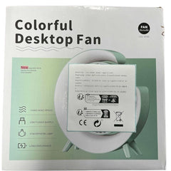 Colorful Desktop Fan | USB Rechargeable, Silent, 3-Speed with LED Ambient Light